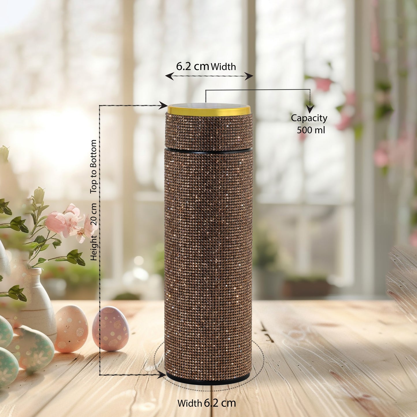 Hazzle Dazzle Stainless Steel Rose Gold Temperature Bottle