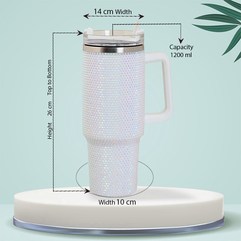 Rhiney Shiney Stainless Steel White Tumbler