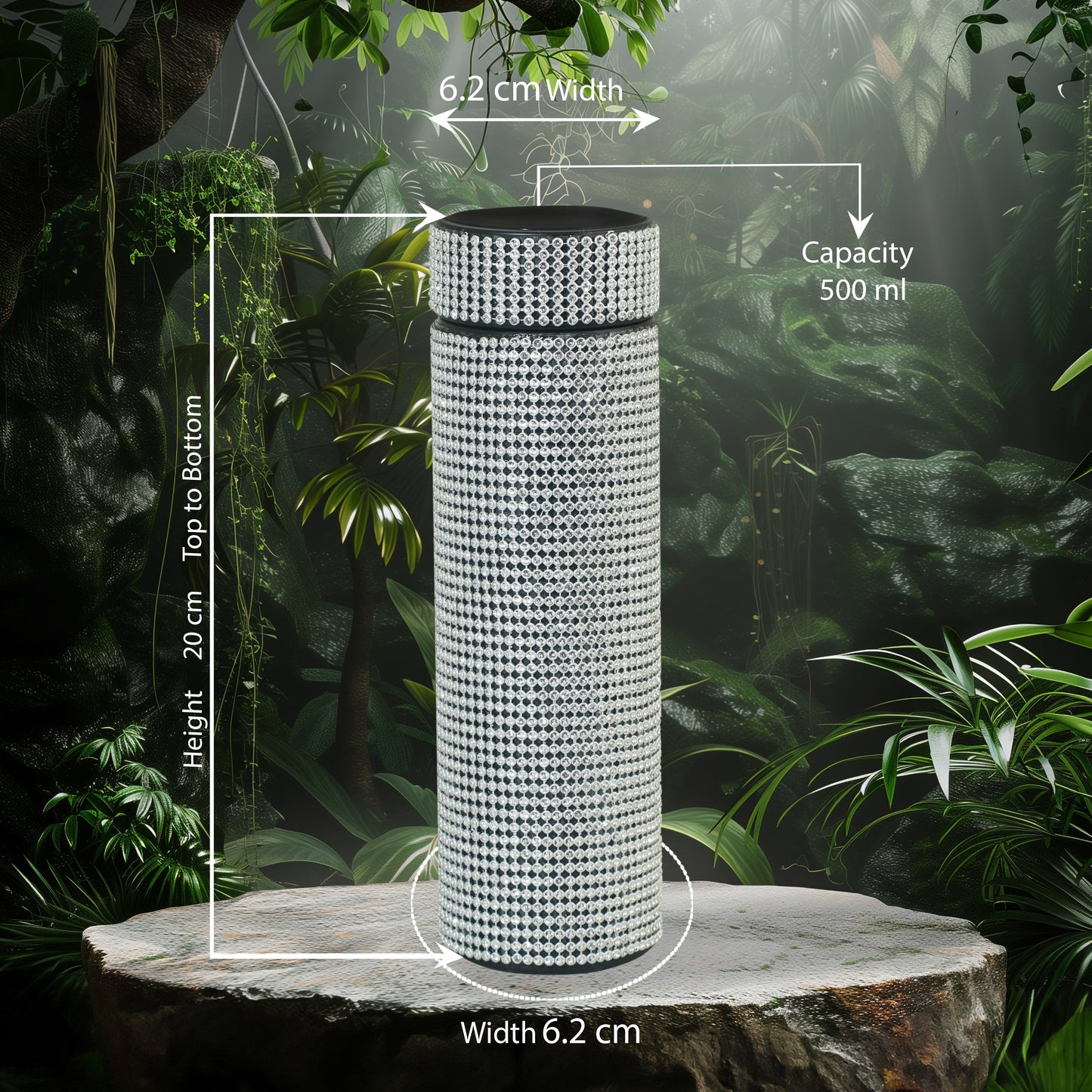 Hazzle Dazzle Stainless Steel Silver Temperature Bottle